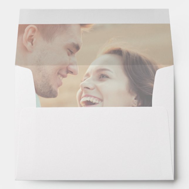 Whimsical Calligraphy Photo Wedding Invitation Envelope (Back (Bottom))