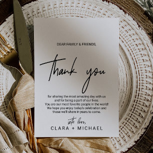 Whimsical Calligraphy Reception Thank You Card