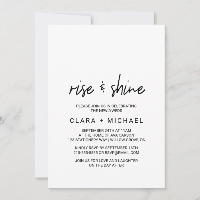 Whimsical Calligraphy Wedding Brunch Invitation (Front)