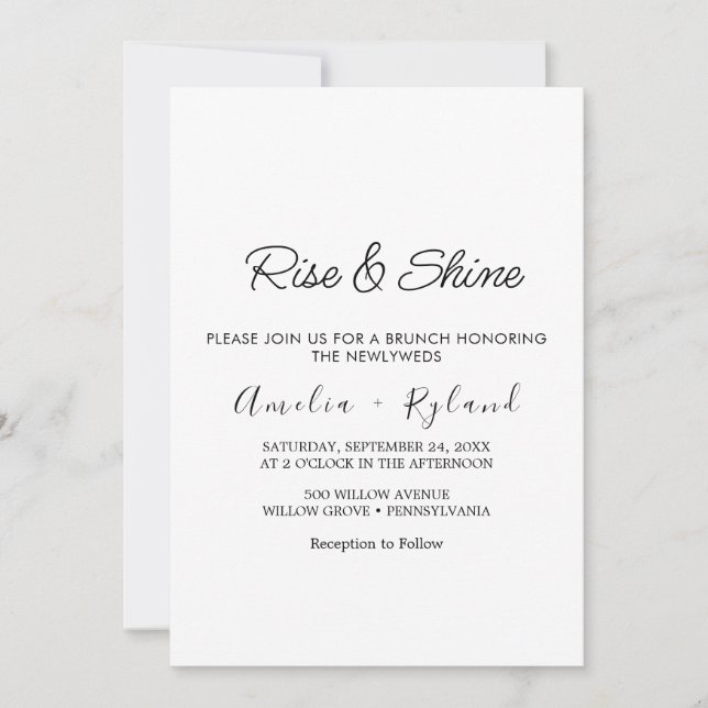 Whimsical Calligraphy Wedding Brunch Invitation (Front)