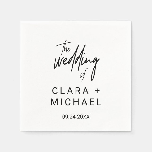 Whimsical Calligraphy Wedding Napkin (Front)
