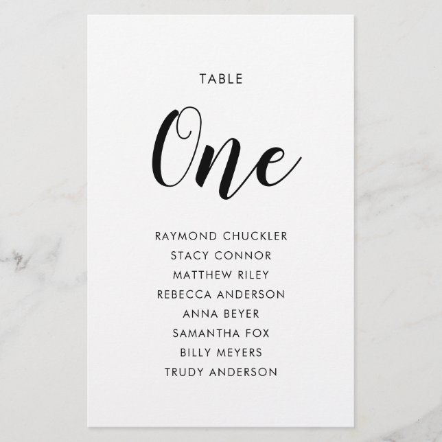 Whimsical Calligraphy Wedding Seating Chart  (Front)