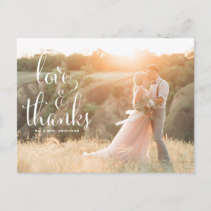 WHIMSICAL CALLIGRAPHY WEDDING THANK YOU POSTCARD