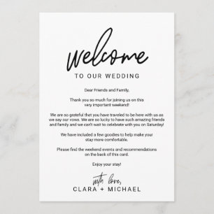 Whimsical Calligraphy Wedding Welcome Letter Programme