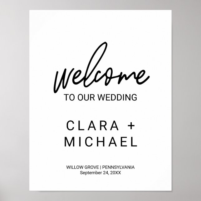Whimsical Calligraphy Welcome Wedding Poster (Front)