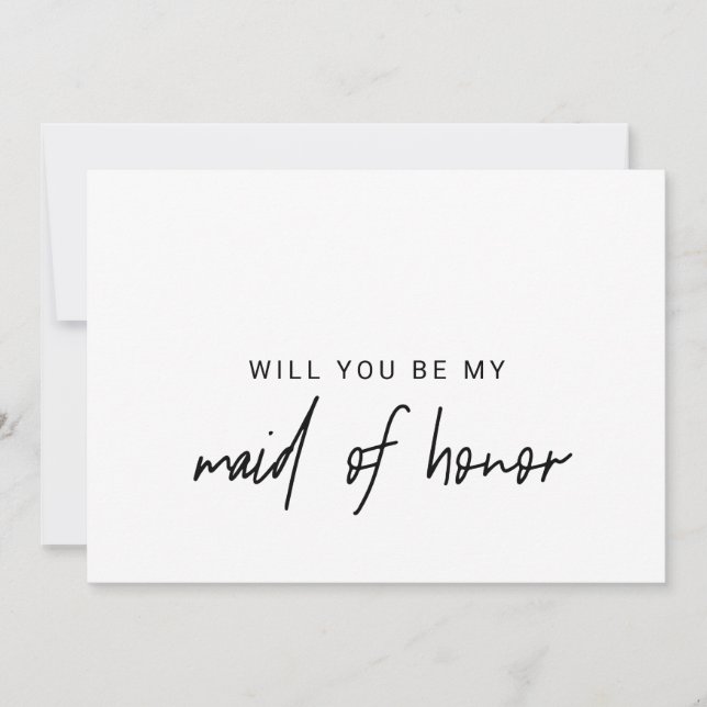 Whimsical Calligraphy Will You Be My Maid Of Honou Invitation (Front)