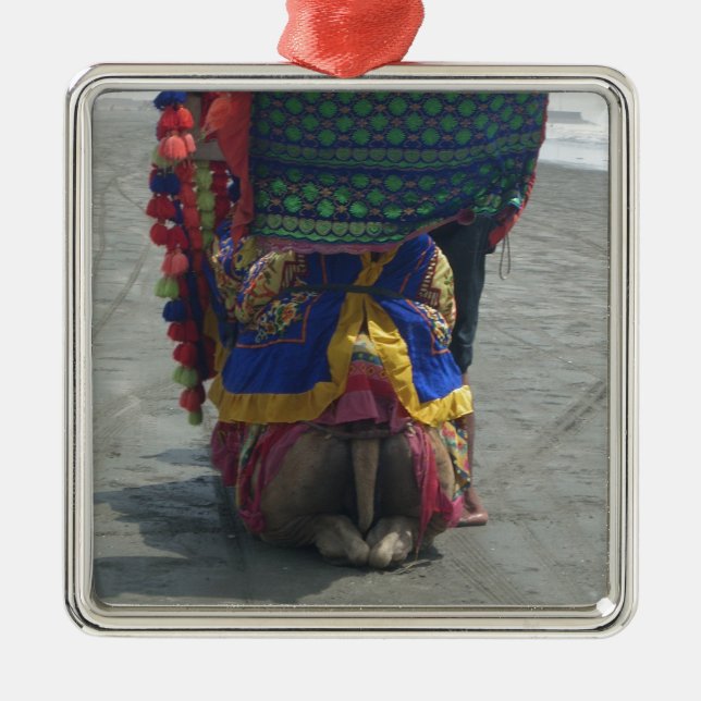 Whimsical Camel Art Print/Graphic Metal Tree Decoration (Front)