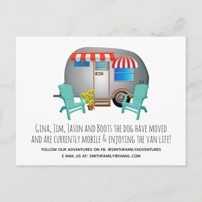 Whimsical Camper Moving Announcement Postcard (Front)