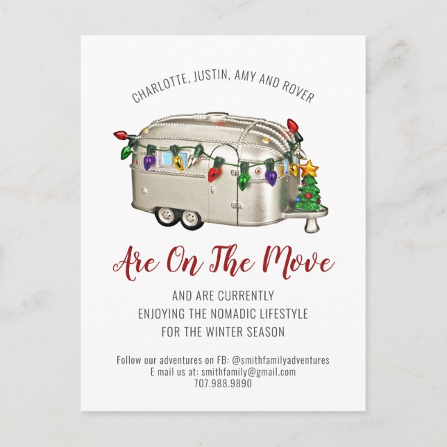 Whimsical Camper Seasonal Moving Announcement Postcard (Front)