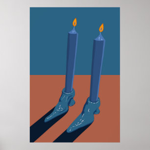 Whimsical Candle Shoe Holders Print Quirky Vintage