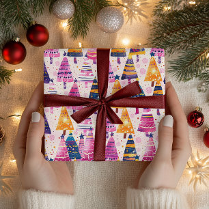 Whimsical Candy-Coated Christmas Tree Pattern Wrapping Paper