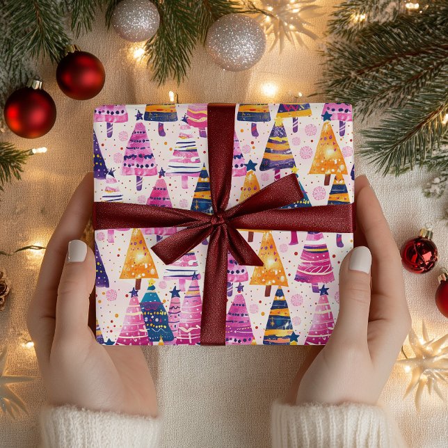 Whimsical Candy-Coated Christmas Tree Pattern Wrapping Paper (Creator Uploaded)