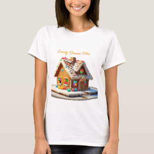 Whimsical Candy Dream Villa Festive Gingerbread T-Shirt