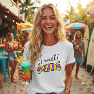 Whimsical Candy graphic “Sweet!” T-Shirt