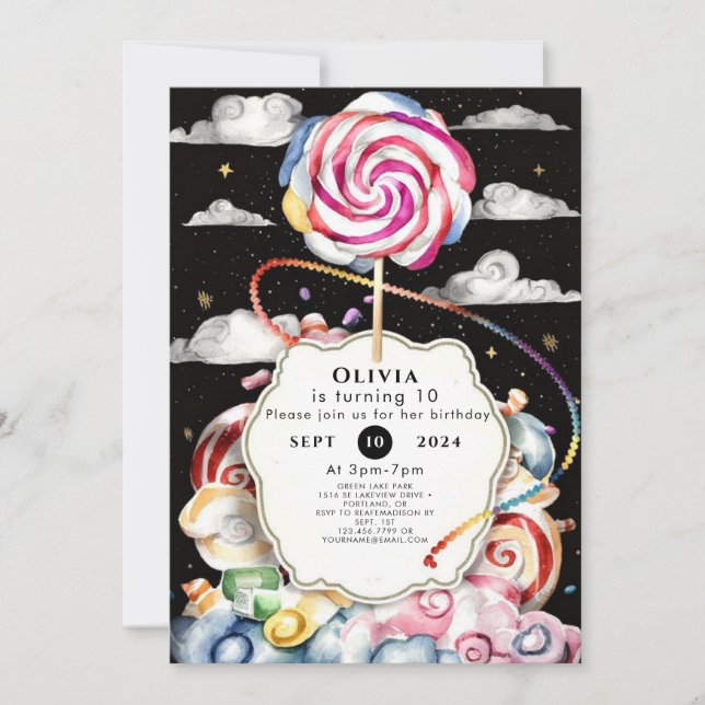 Whimsical Candyland Birthday Invitation (Front)