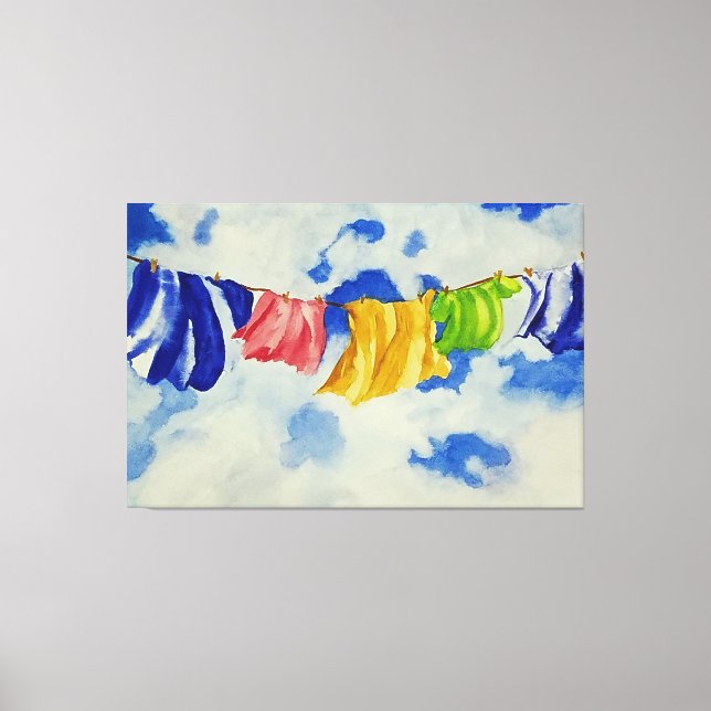 Whimsical Canvas Art Laundry Clothesline, Artistic (Front)