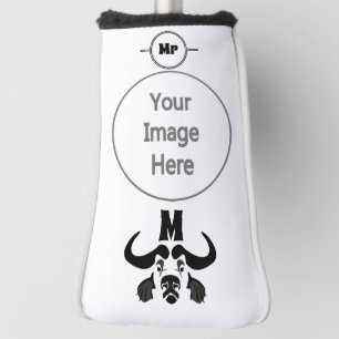 Whimsical Cape Buffalo, in Black Ink Golf Head Cover