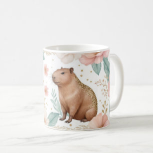 Whimsical Capybara and Floral Delight Coffee Mug