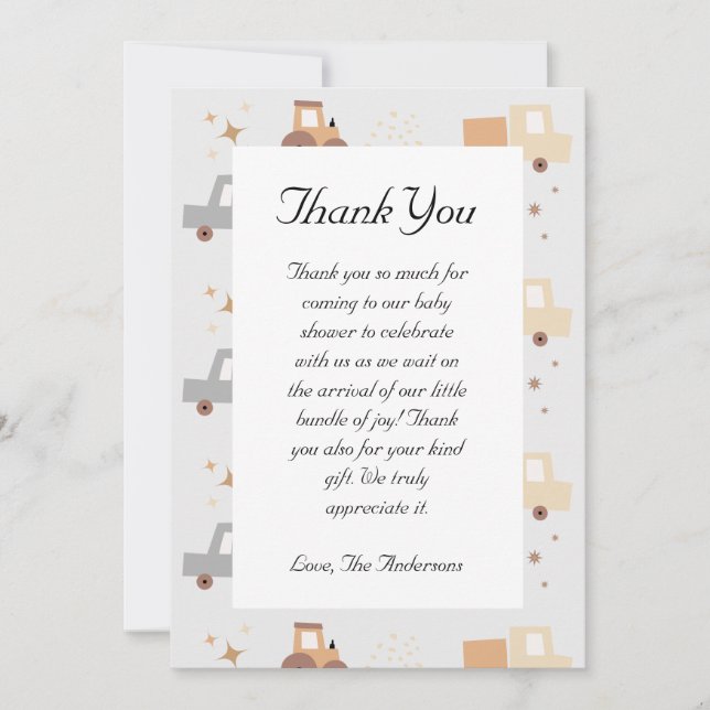 Whimsical Car Boho Thank You Card (Front)