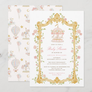 Whimsical Carousel Baby Shower Invitation