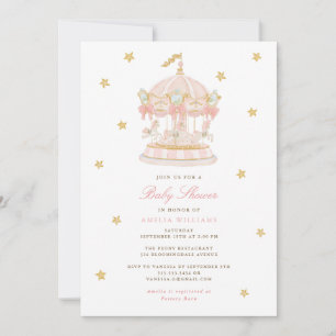 Whimsical Carousel Baby Shower Invitation