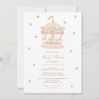 Whimsical Carousel Baby Shower Invitation