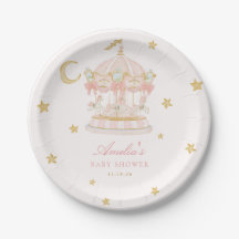 Whimsical Carousel Baby Shower Plate