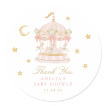 Whimsical Carousel Baby Shower Thank You Sticker
