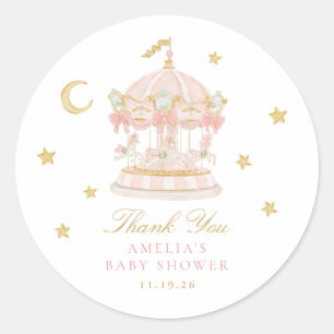 Whimsical Carousel Baby Shower Thank You Sticker