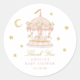 Whimsical Carousel Baby Shower Thank You Sticker