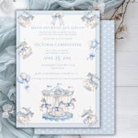 Whimsical Carousel Blue Boy Baby Shower