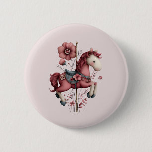 Whimsical Carousel Horse Image 6 Cm Round Badge