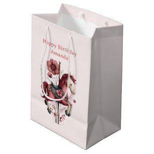Whimsical Carousel Horse Image Birthday Medium Gift Bag