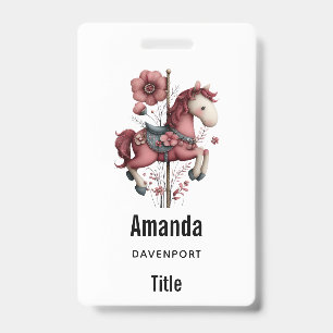 Whimsical Carousel Horse Image ID Badge