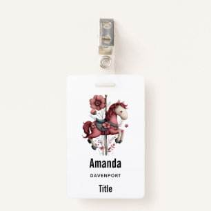 Whimsical Carousel Horse Image ID Badge