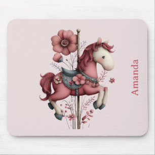 Whimsical Carousel Horse Image Mouse Mat