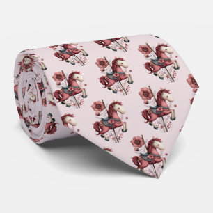 Whimsical Carousel Horse Image Pattern Tie