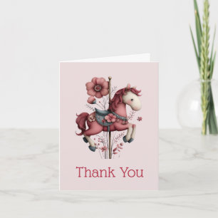 Whimsical Carousel Horse Image Thank You Card
