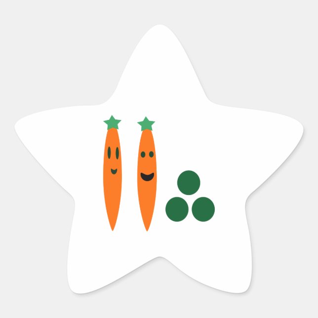 Whimsical  Carrots and Peas Star Sticker (Front)