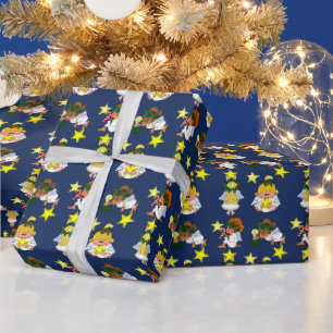 Whimsical Cartoon Angel Christmas Gift Wrap