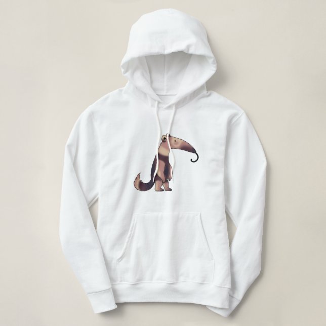Whimsical Cartoon Anteater Art Hoodie (Design Front)