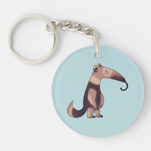 Whimsical Cartoon Anteater Art Key Ring