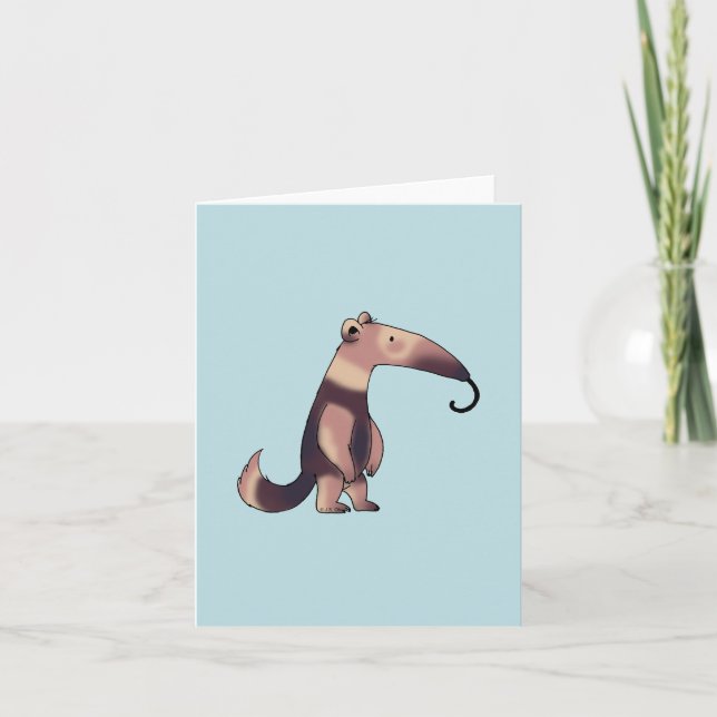Whimsical Cartoon Anteater Art Note Card (Front)