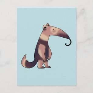 Whimsical Cartoon Anteater Art Postcard