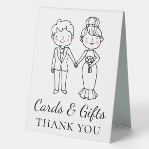 Whimsical Cartoon Bride Groom Cards Gifts Wedding