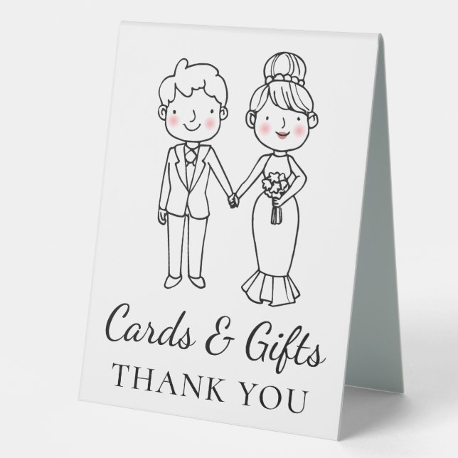 Whimsical Cartoon Bride Groom Cards Gifts Wedding (Front)