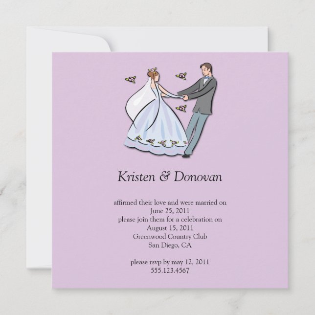 Whimsical Cartoon Bride Groom Post Wedding Celebra Invitation (Front)