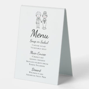 Whimsical Cartoon BrideGroom Boho Wedding Menu