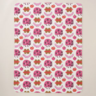 Whimsical Cartoon Bugs And Fruits Pattern Sherpa Blanket