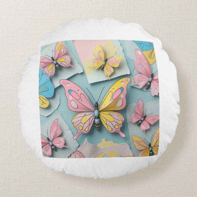 🦋 Whimsical Cartoon Butterfly Pillow – Cute Natur (Front)